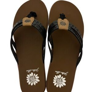 Yellow Box Black and Brown Sandals New In Box